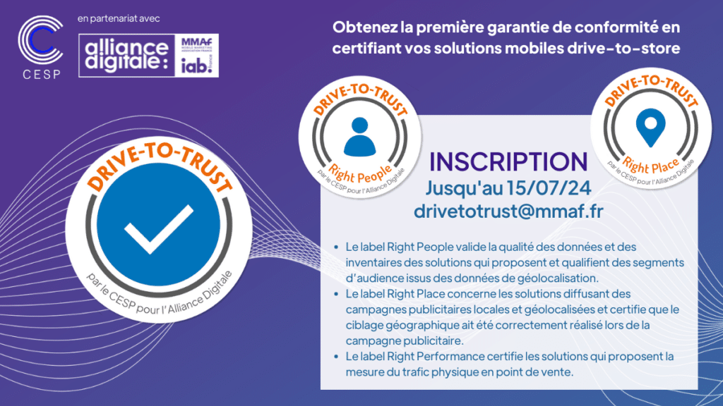 inscrivez vous avant le 15/05/2024 pour recevoir votre certification Drive To Trust